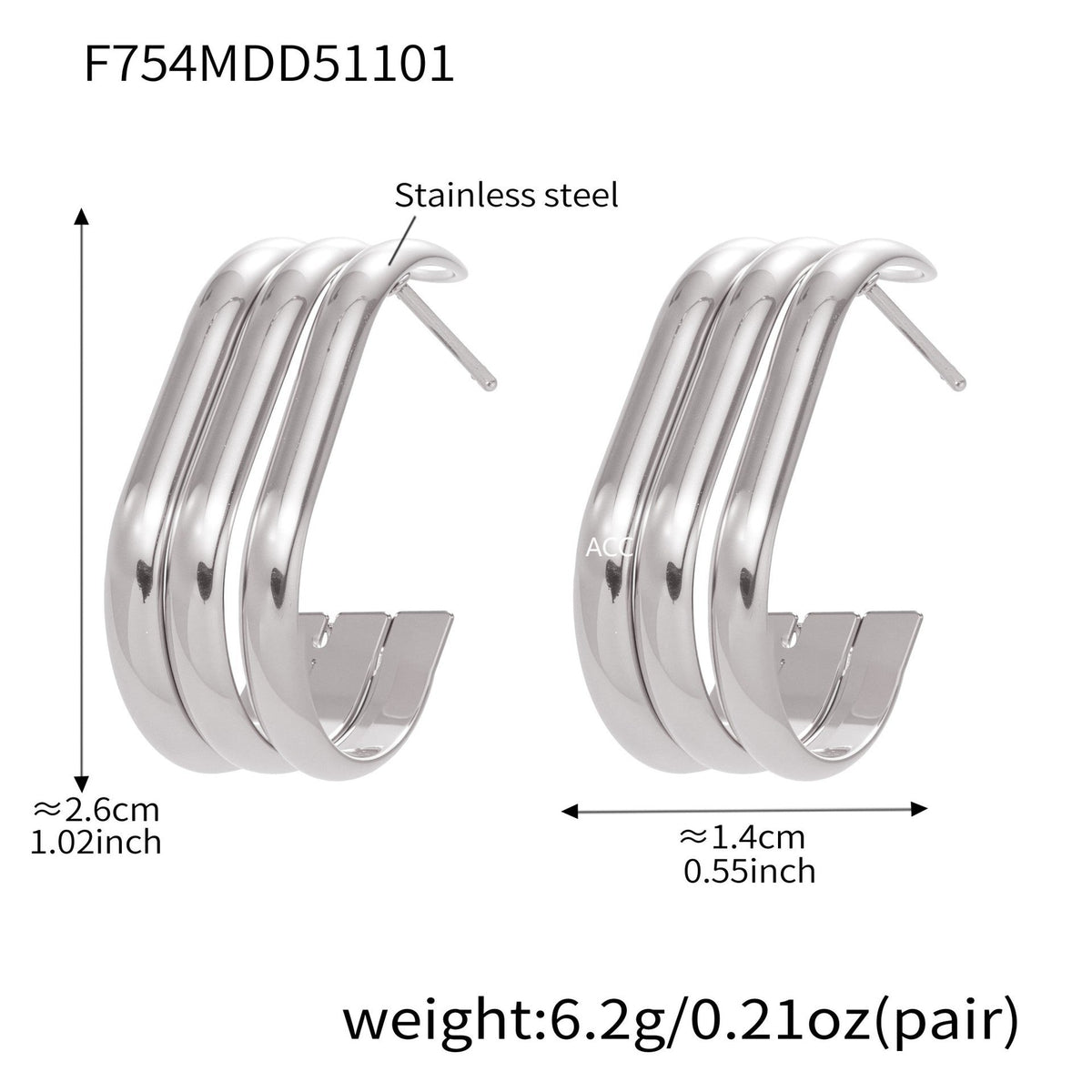 D관 - 스테인리스 18K 도금 레이어 하트 트위스트 귀걸이 [F753] 25.11-1