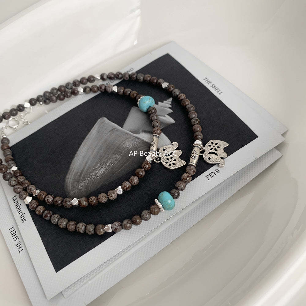 A관 - 코끼리 펜던트 설화석 925 실버 팔찌 목걸이 [1528] 25.11-3