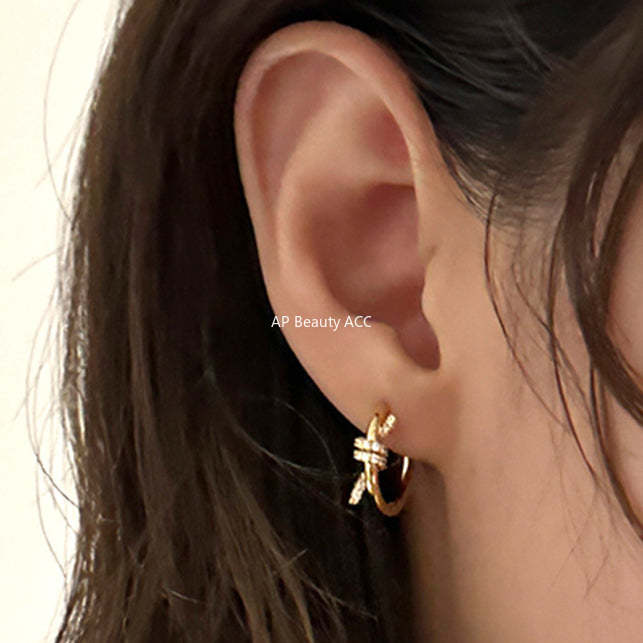 A관 - 큐빅 꼬임 매듭 은침 귀걸이 [EH-3441] 25.04-4