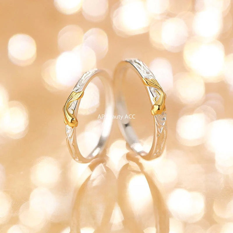 B관 - 999 실버 텍스처 물고기 디자인 커플 반지 [YC3769R_1] 25.11-3